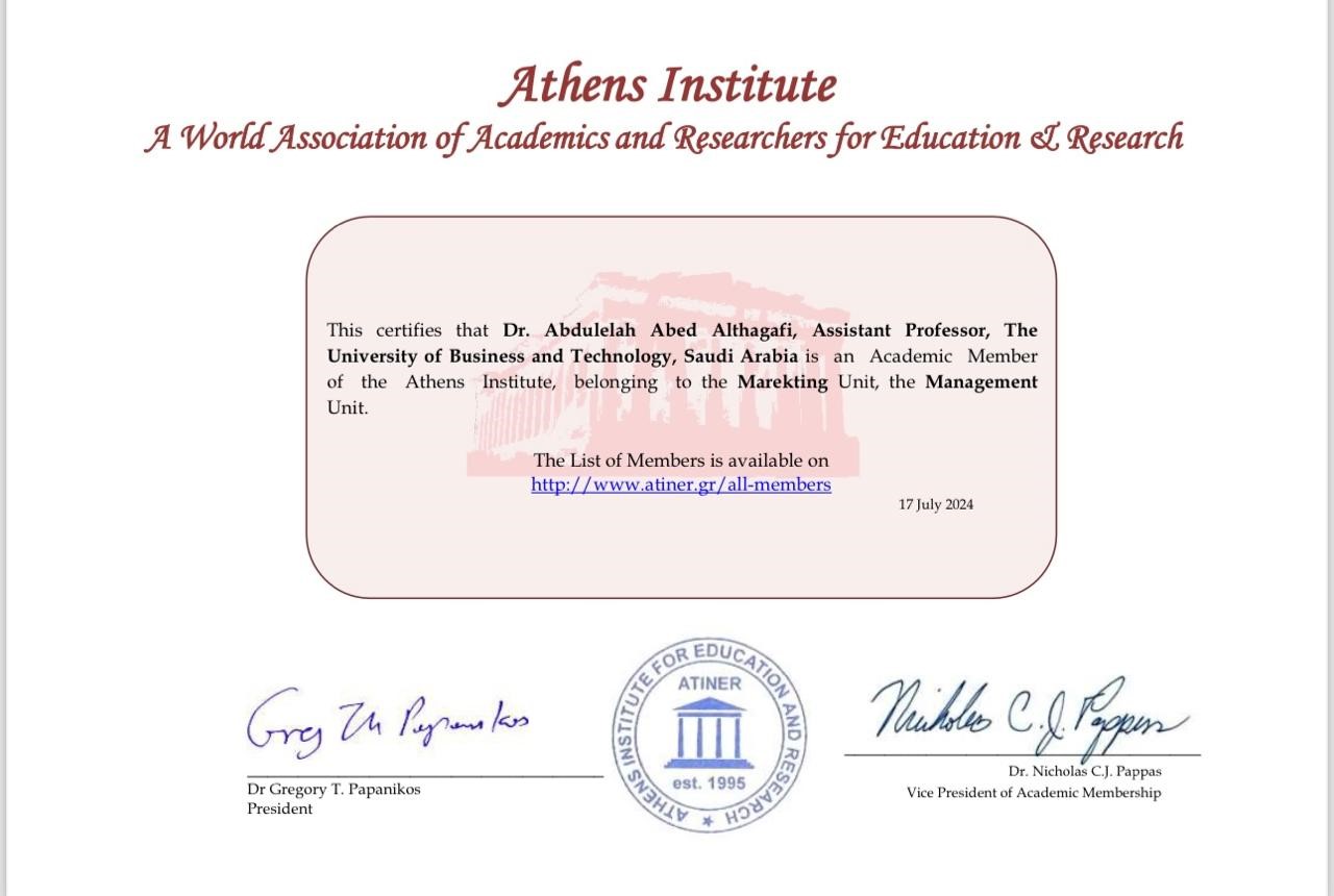 CBA’s Faculty Awarded Membership of Athens Institute for Education and Research